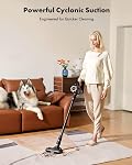 Trucozie Aspirateur sans fil, puissant 8 en 1 Aspirateurs légers avec Max 45mins, LED Affichage, 2 HEPA, Aspirateurs de bâtons sans fil pour bois franc, Tapis, Carrelage, Cheveux d'animal, Noir