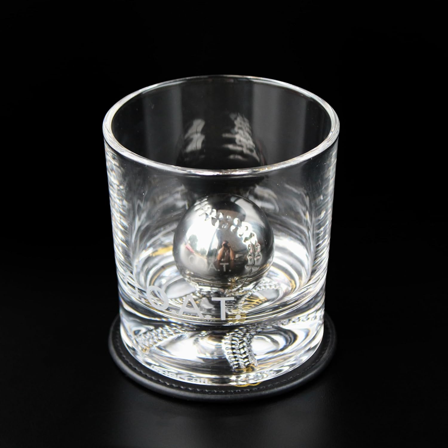 NobleSip® Whiskey BASEBALL Glasses 𝗣𝗥𝗘𝗠𝗜𝗨𝗠 Set: 2 Glasses, 2 Steel Chilling Balls, 2 Coasters. Best for a Player, Coach, Fan to enjoy his Bourbon, Old Fashioned, Cocktail. Whisky men gift - Image 3