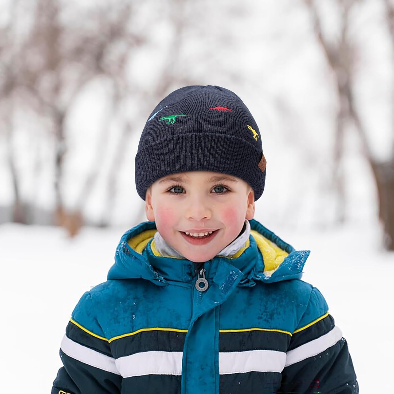 Toddler Knitted Beanie Boys Cute Embroidery Hat Baby Kids Cuffed Skull Caps for Winter Autumn - Image 3