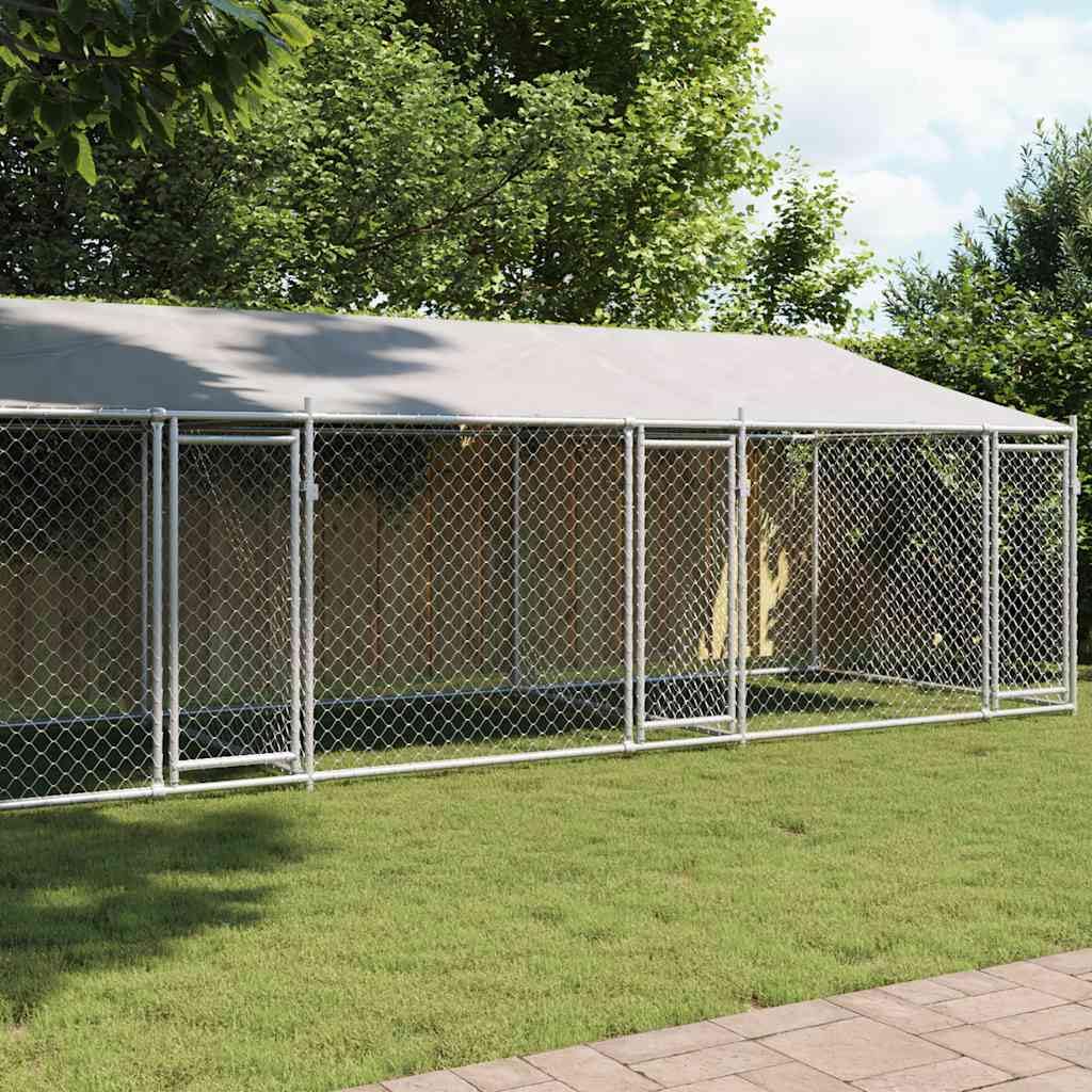 犬用ケージ ルーフ&ドア付き グレー 亜鉛メッキ鋼, 犬用囲い, 屋外犬小屋 Amazon | vidaXL 犬用ケージ ルーフ&ドア付き グレー 8x2x2 m 亜鉛