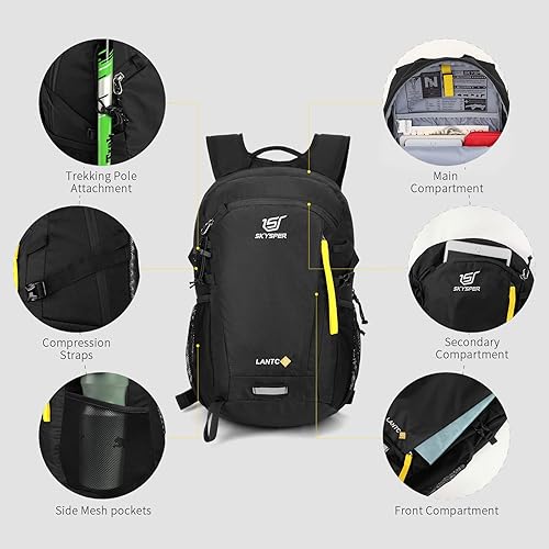 Miniatura 4 de SKYSPER Mochila de senderismo pequeña, 20 L, ligera, mochila de viaje para mujeres y hombres