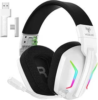 Wireless Gaming Headset for PS5, PS4, PC, Laptop, Mac & Switch, Dual Low-Latency 2.4GHz USB/Type-C, Bluetooth Gaming Headphones with ENC Mic for Gamecube, 3D Stereo,Colorful Light, 50H Power