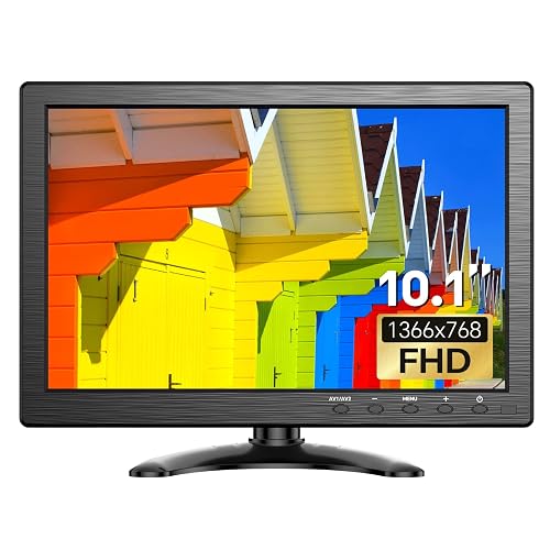 Eyoyo 10.1 inch Security Monitor 1366x768 Resolution, Small HDMI Monitor Supporting HDMI VGA AV BNC USB Input, Small Screen with Built-in Speakers for PC CCTV Camera NVR(EM101AD) - 10.1" 1366x768 Non-Touchscreen