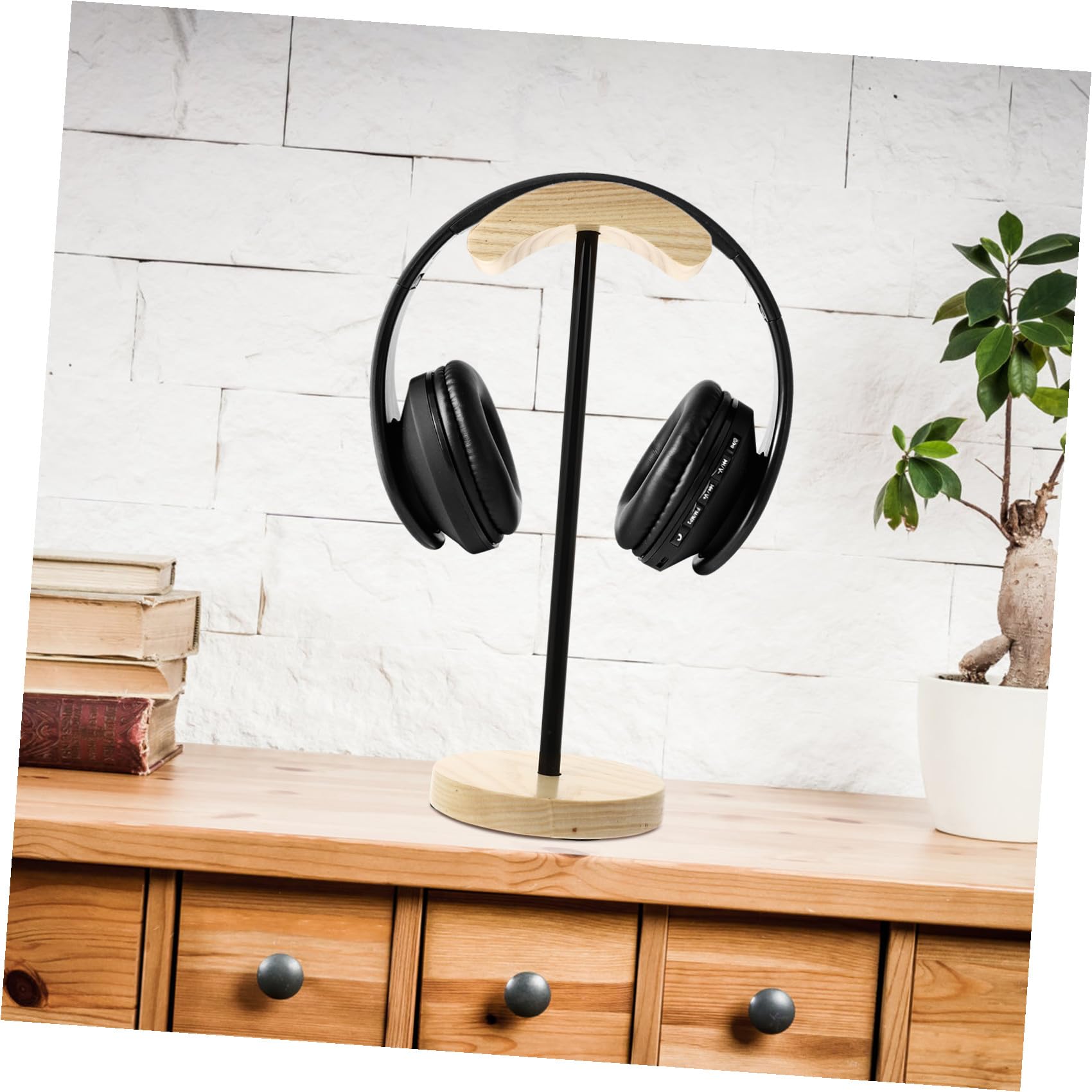 SHINEOFI Soporte De Madera Soporte Auriculares Organizador Escritorio Ordenado Útil