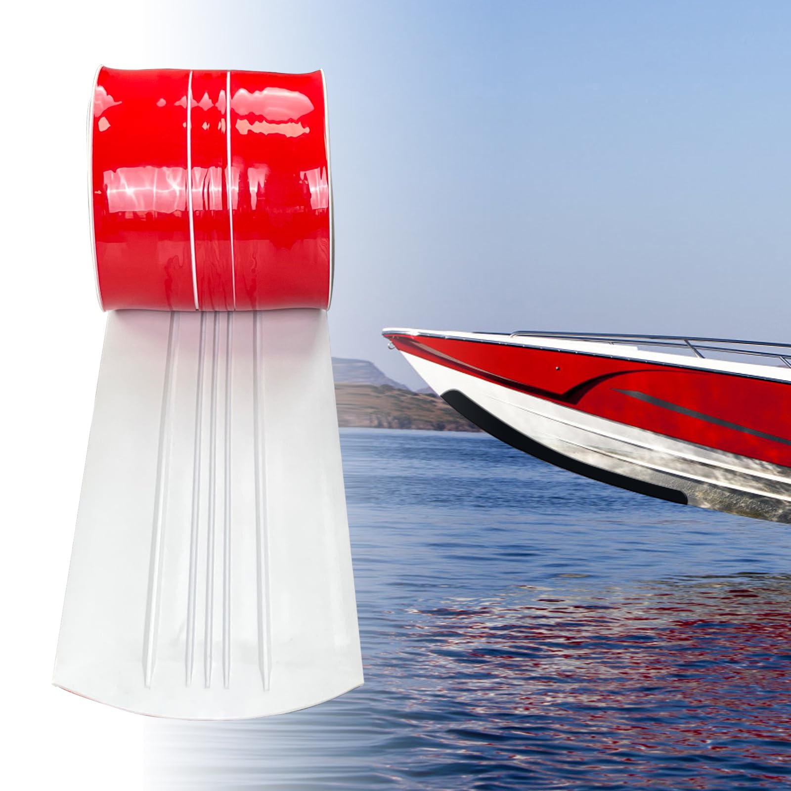 TONGMO Keel Guard Self-Adhesive Shield Keel Guard for Protecting Fiberglass and Specific Aluminum Boats from Rocks, Oyster Beds, and Scratches-5 Inche Wide (White, 9FT for Boat Up to 24FT)