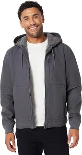 Amazon Basics Men's Relaxed Fit Washed Duck Sherpa Lined Full Zip Hoodie