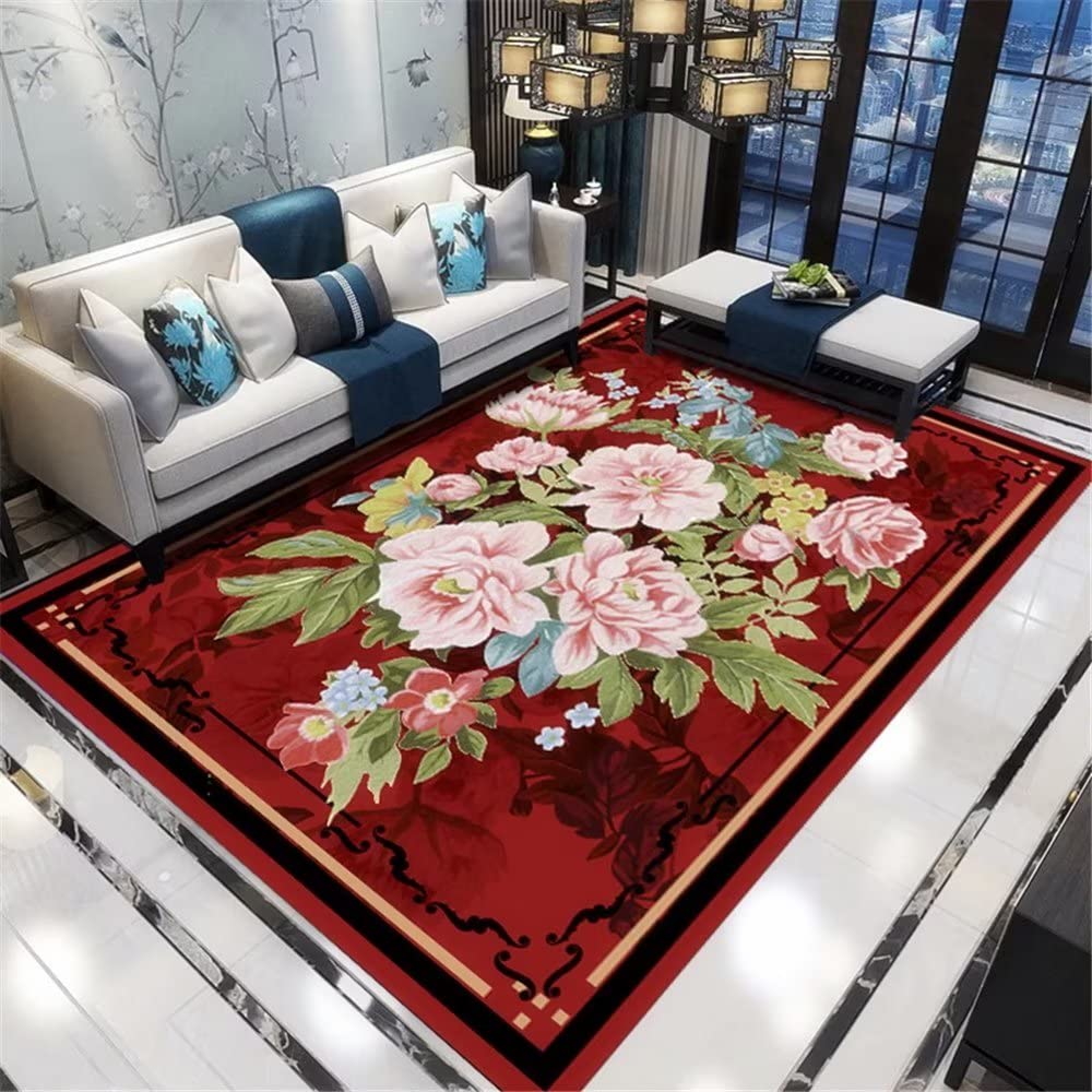 Tapis lavable rouge foncé 160x230 cm : la solution sans tache pour salon et extérieur
