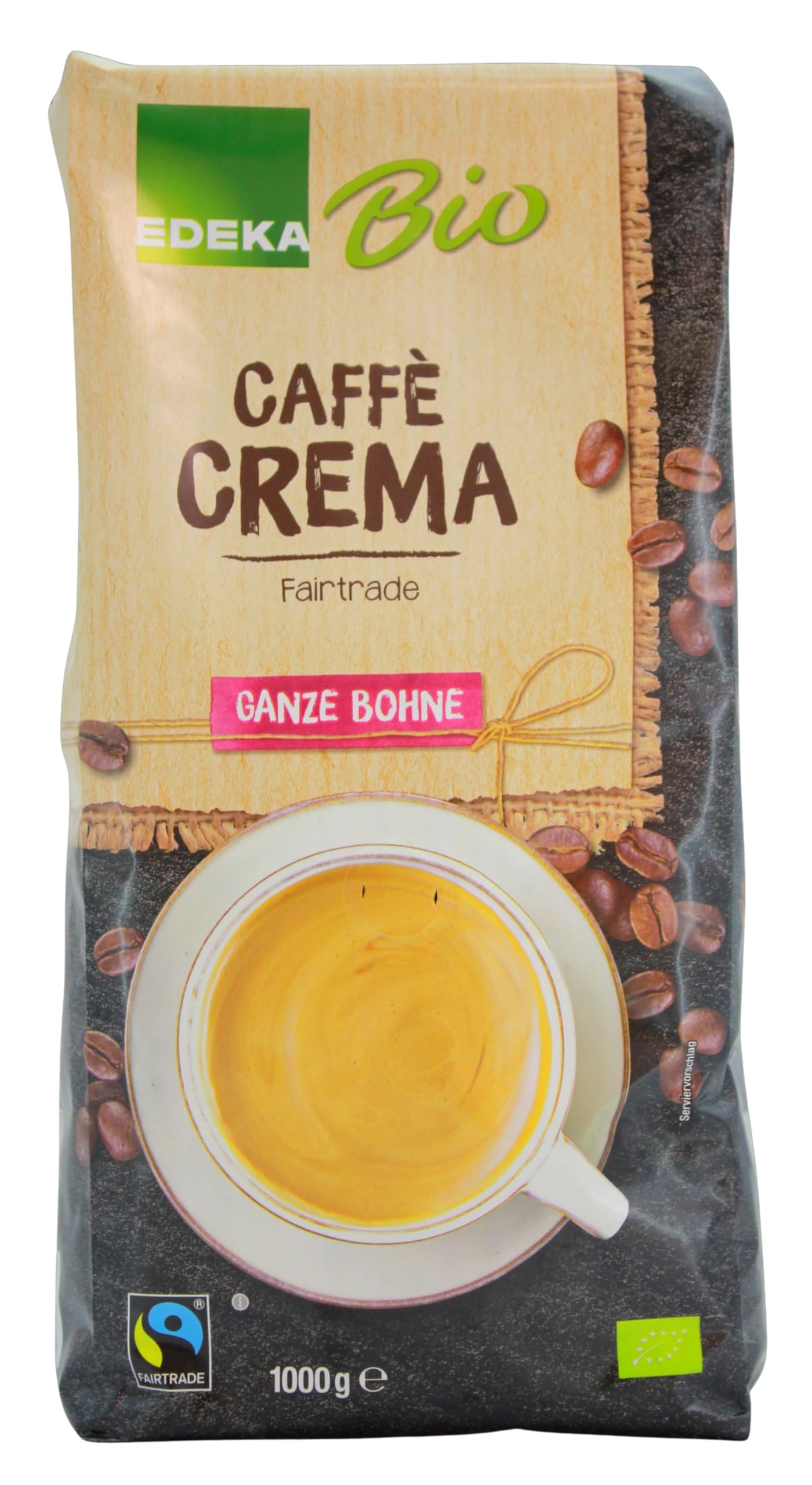 Edeka Bio Caffè Crema ganze Bohnen Fairtrade, 4er Pack (4 x 1 kg)