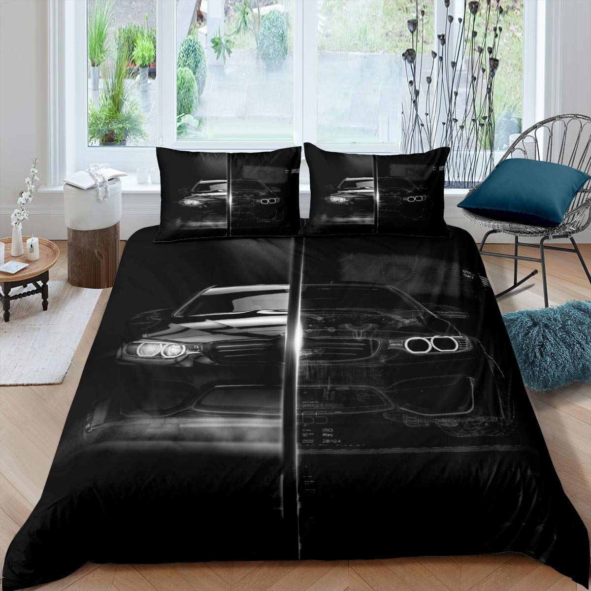 Voiture de course housse de couette enfant idée cadeau anniversaire style sport