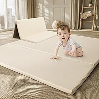 Todiby Waterproof PU Leather Foam Baby Play Mat - Large 48x48 Trifold Floor Mat for Toddlers, Tummy Time & Playpen