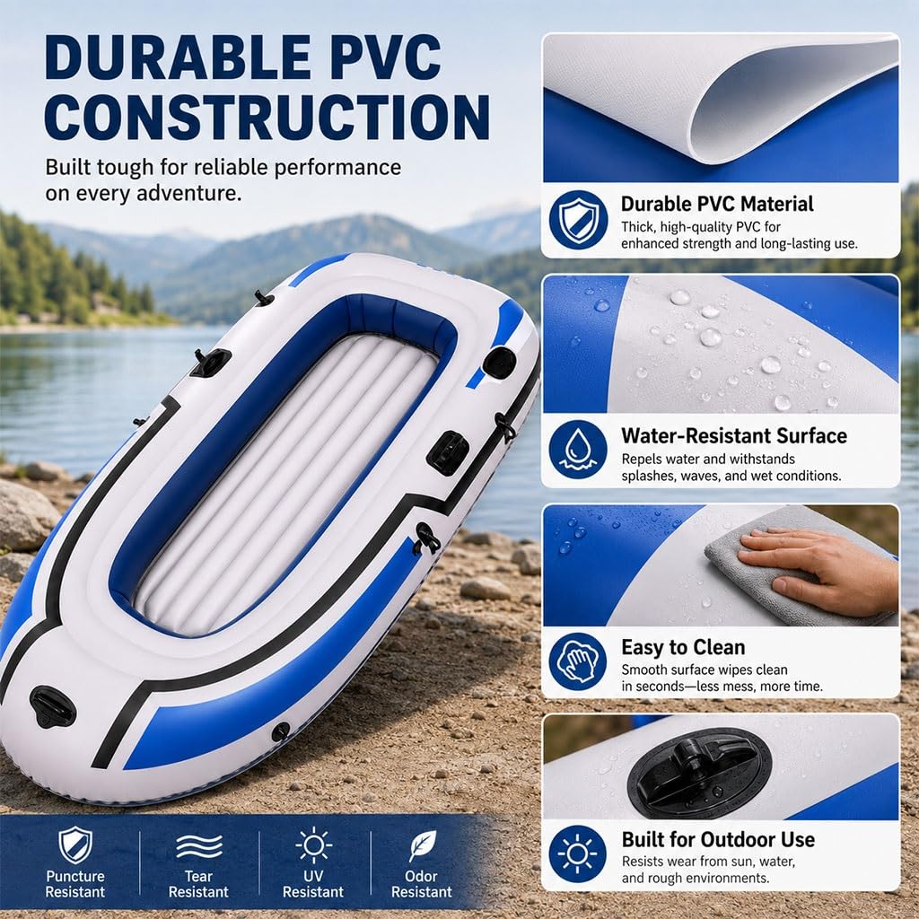 Kayak Gonfiabile 2-3 Persone, Barca In PVC Con 4 Camere D'Aria