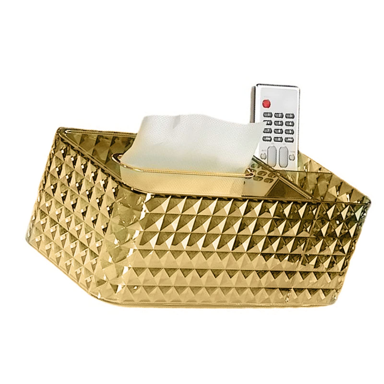 Scatola di fazzoletti, Porta Fazzoletti Texture Rhombus, Copri Scatola Rettangolare Trasparente per Fazzoletti, decorazione per casa e ufficio (Oro)