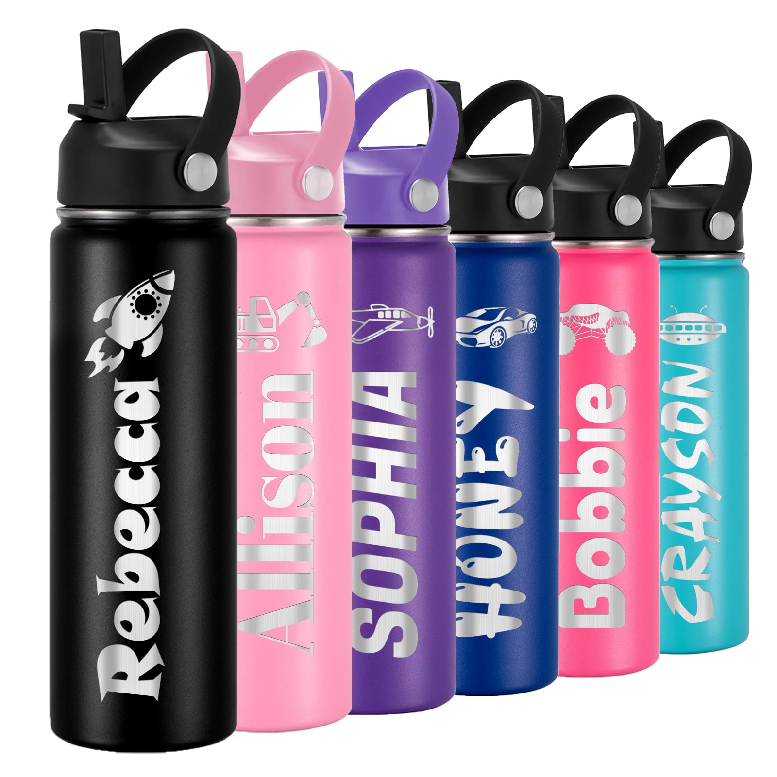 Custom Personalized Water Bottle for Kids Customized Water Bottles with Name Customizable Engraved Insulated Cups 12 16 18