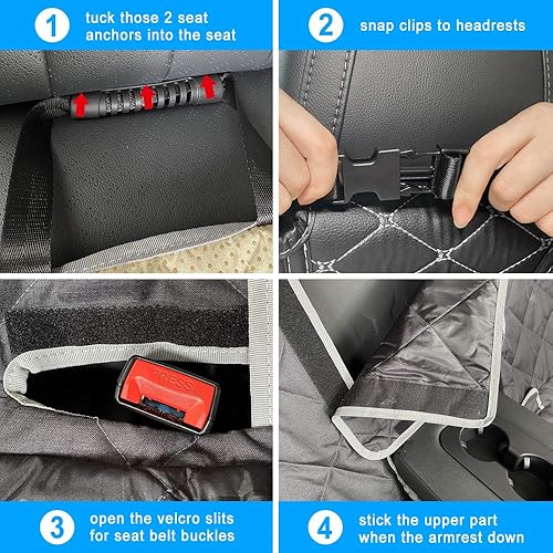 Miniatura 7 de RBSC Home Funda de asiento trasero de automóvil para perros, impermeable, resistente y antideslizante, para automóviles, camiones, jeeps y SUV
