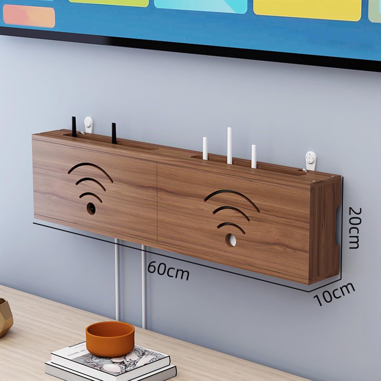 C,Yiustldd Router-Aufbewahrungsbox - Wandmontiertes Regal Für Kabel Und Steckdosenbrett, Versteckte Box Für TV-Kabel Und Netzwerkgeräte Für Zuhause Und Wohnung