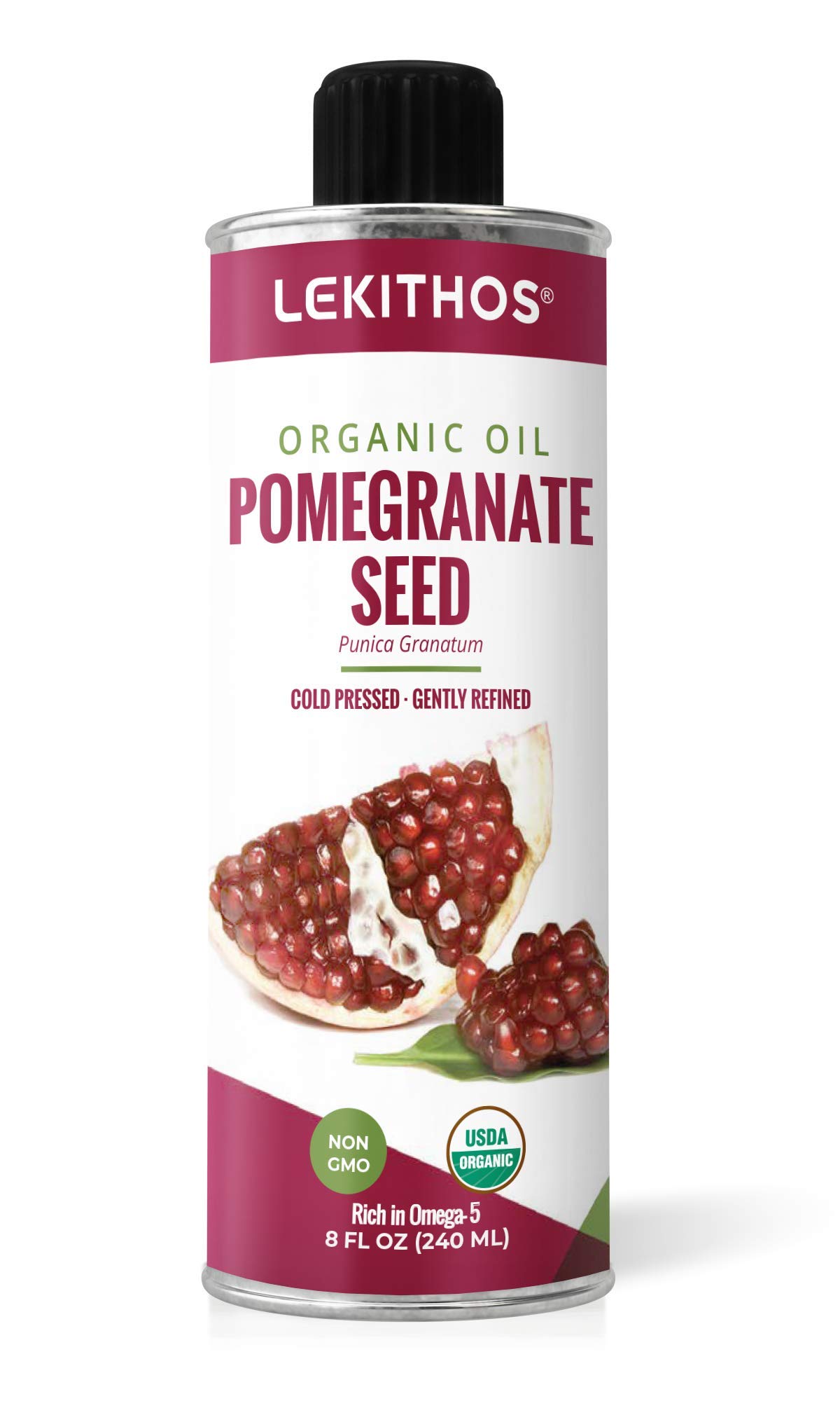 Lekithos Organic Pomegranate Seed Oil - 8 fl. oz. - Cold Pressed, Certified USDA Organic, Non-GMO