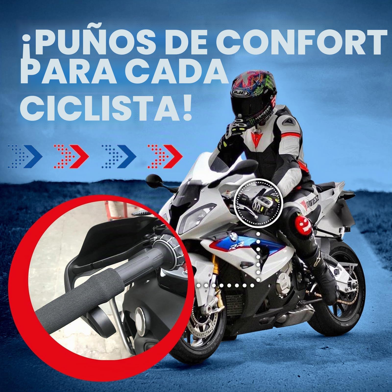 Grip Puppy - Agarre de Manillar para Motocicleta, Scooter y ATV - Material Especial de Alta Tecnología - Negro