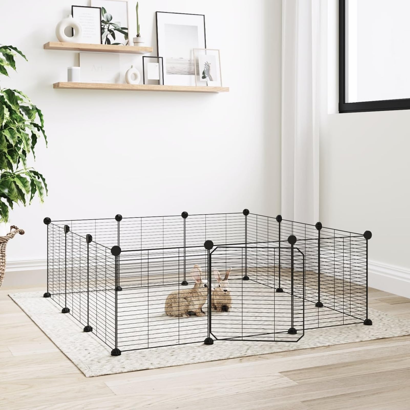 LAPOOH Gabbia per Animali 12 Pannelli con Porta Nero 35x35 cm Acciaio,Animali Domestici - Articoli,Articoli per Animali di Piccola Taglia,Habitat/Gabbie Piccoli Animali(SPU:171626)