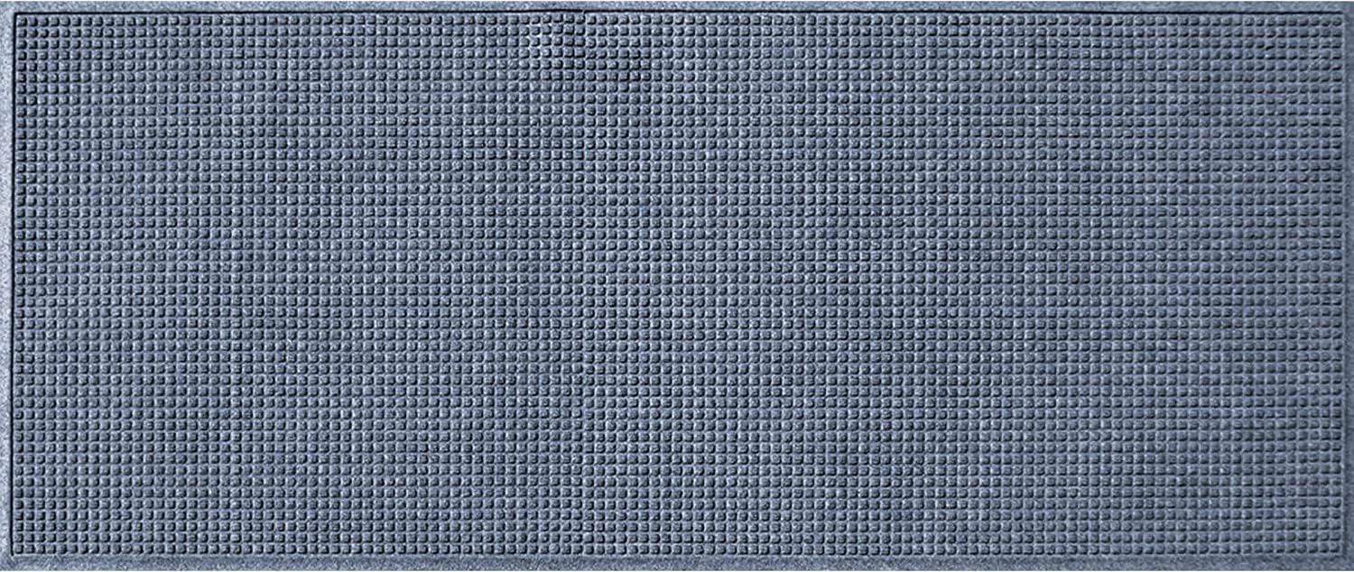 Bungalow Flooring Waterhog Runner Door Mat, 2' x 5' Made in USA, Durable and Decorative Floor Covering, Skid Resistant, Indoor/Outdoor, Water-Trapping, Squares Collection, Bluestone