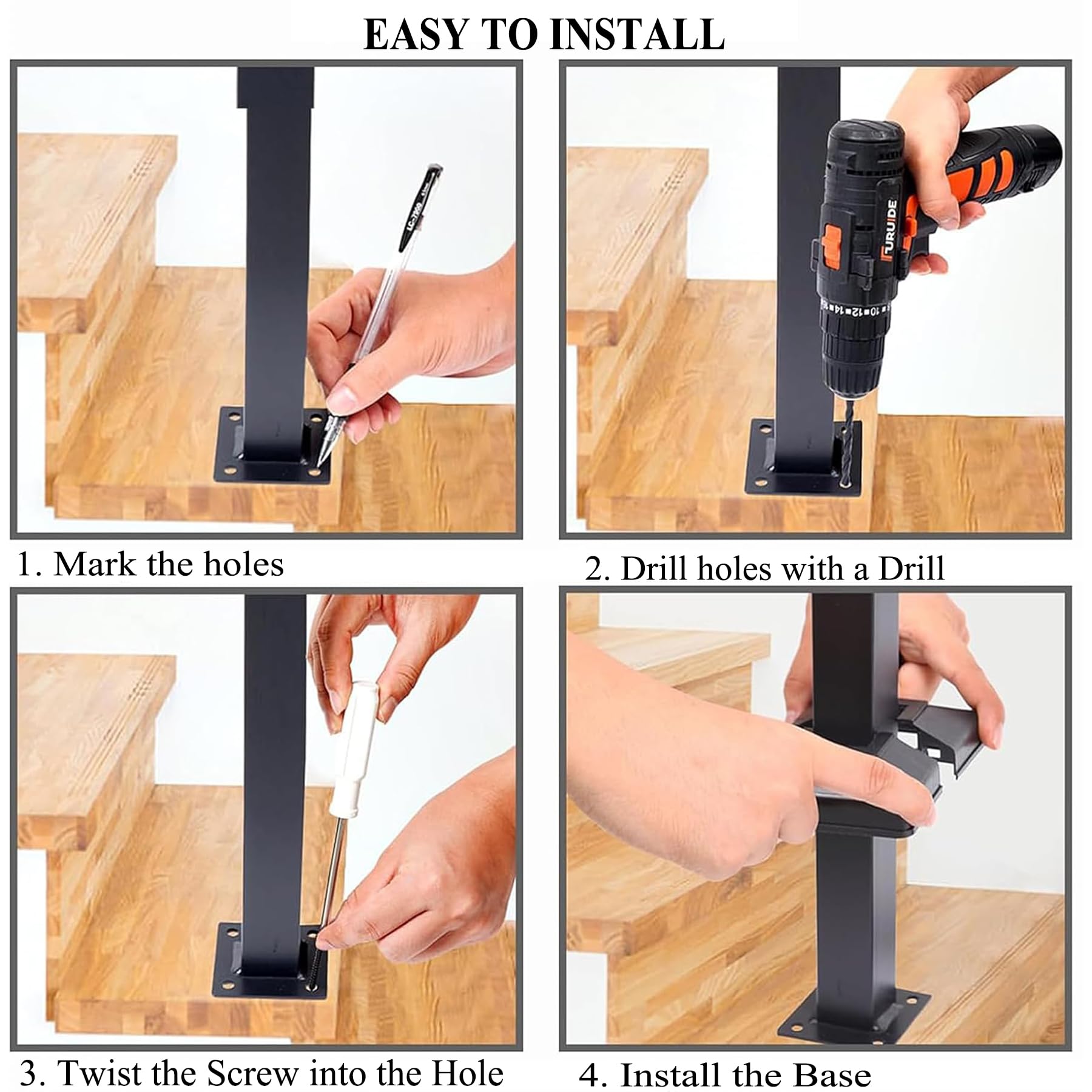 Ringhiera per Scale Interne,Corrimano Scale A Forma di U,con Motivo Prismatico Corrimano in Ferro per Balcone, Sicurezza Antiscivolo per Veranda,Corridoio,Esterni (90cm)