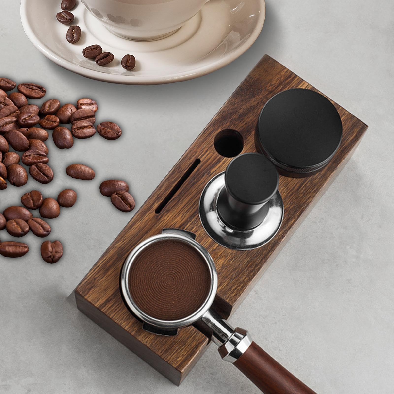 Supporto per Pressino per caffè, Portafiltro in Legno Regolabile E Resistente, Tappetino Pressino per Espresso, Supporto per Bar, caffè Espresso, Acce, B 51 mm 53 mm