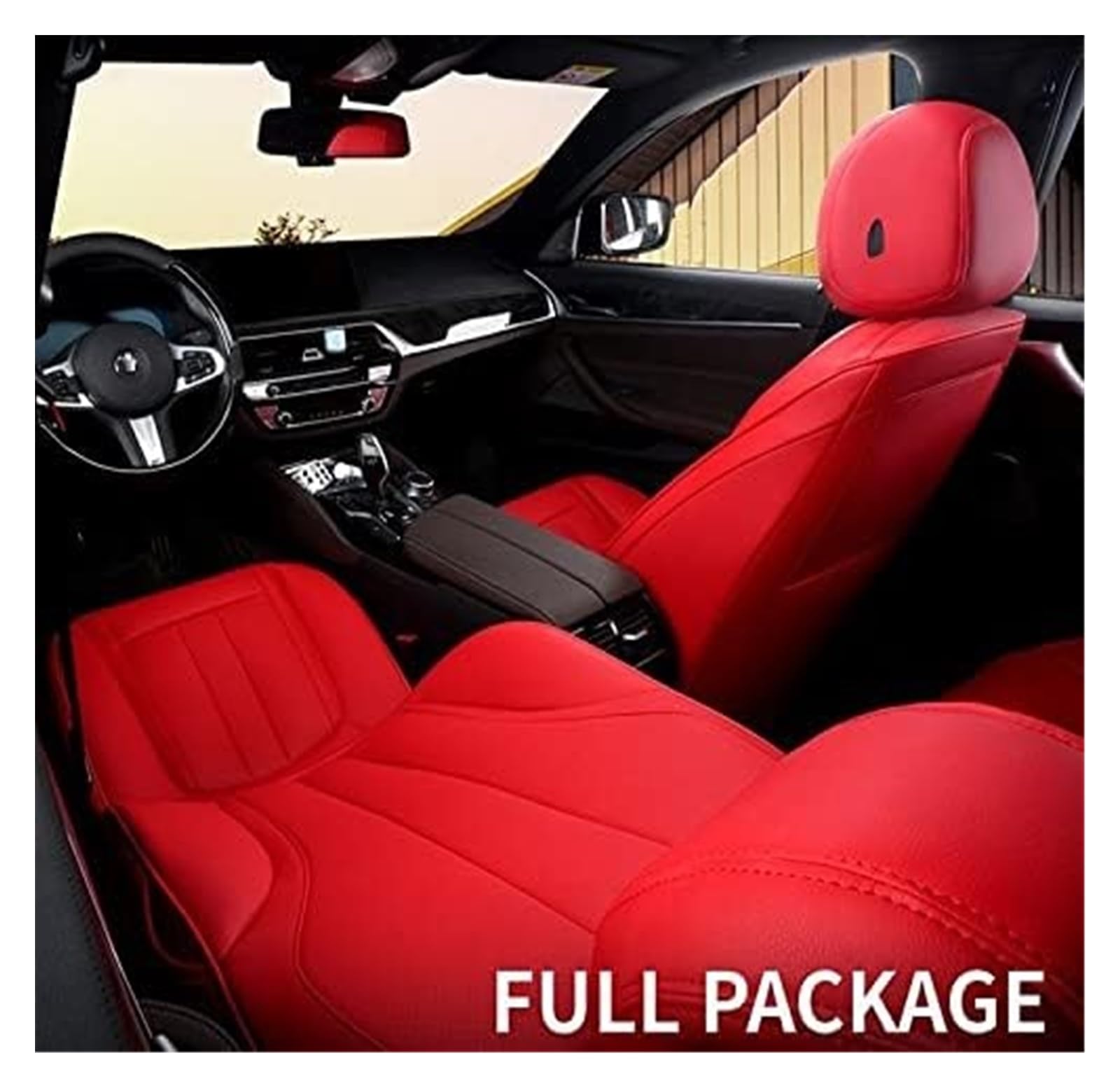Für E90 X5 E53 E91 E71 F10 E34 F15 G30 X6 Z4 E85 E84 E83 Autositzkissenbezug Schutz Autositzbezug Set Autositz Sitzkissenbezug Echtes Leder Autositzbezüge(Braun)