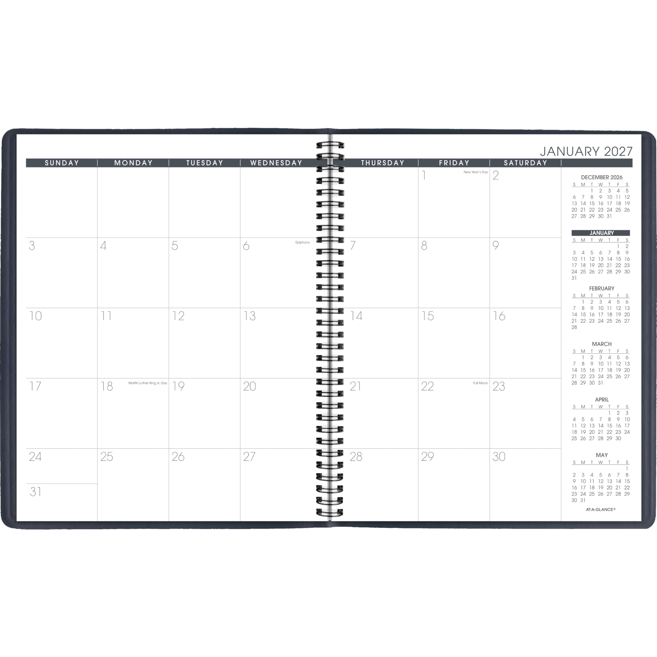 AT-A-GLANCE 702602027 Monatsplaner 2027, 15 Monate, Jan-Mär, 22,9 x 27,9 cm, unlinierte Tagesblöcke, Marineblau