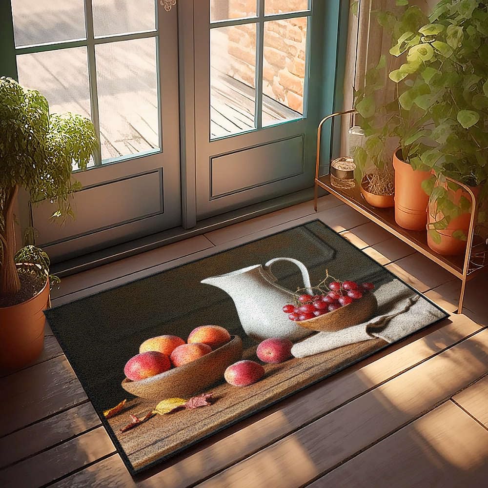 Paillasson d'intérieur antidérapant avec nature morte aux fruits 65x90cm