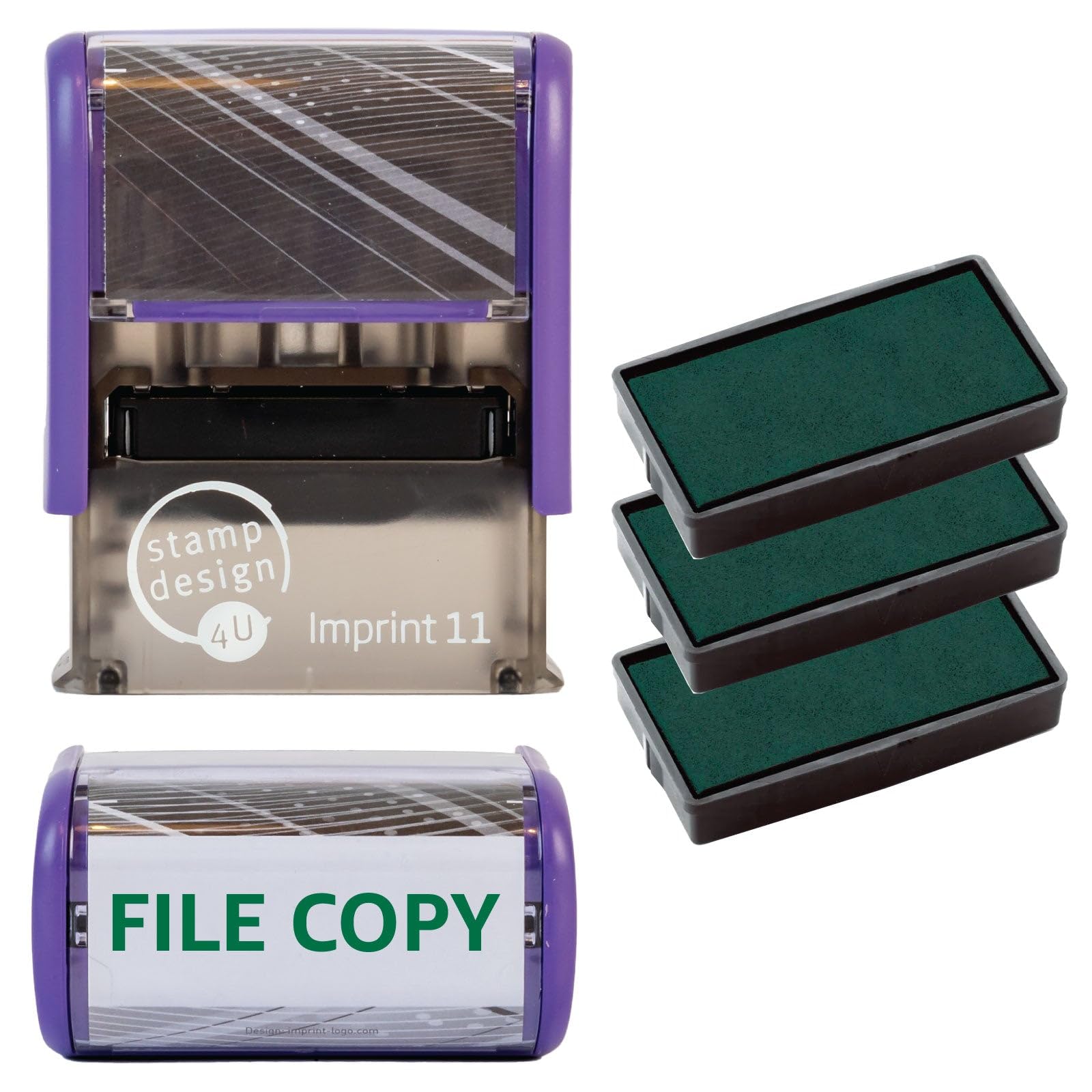 File Copy Self Inking Rubber Stamp for Stamping Your File Copy Documents - Green File Copy Stamp with 3 Extra Inkpad