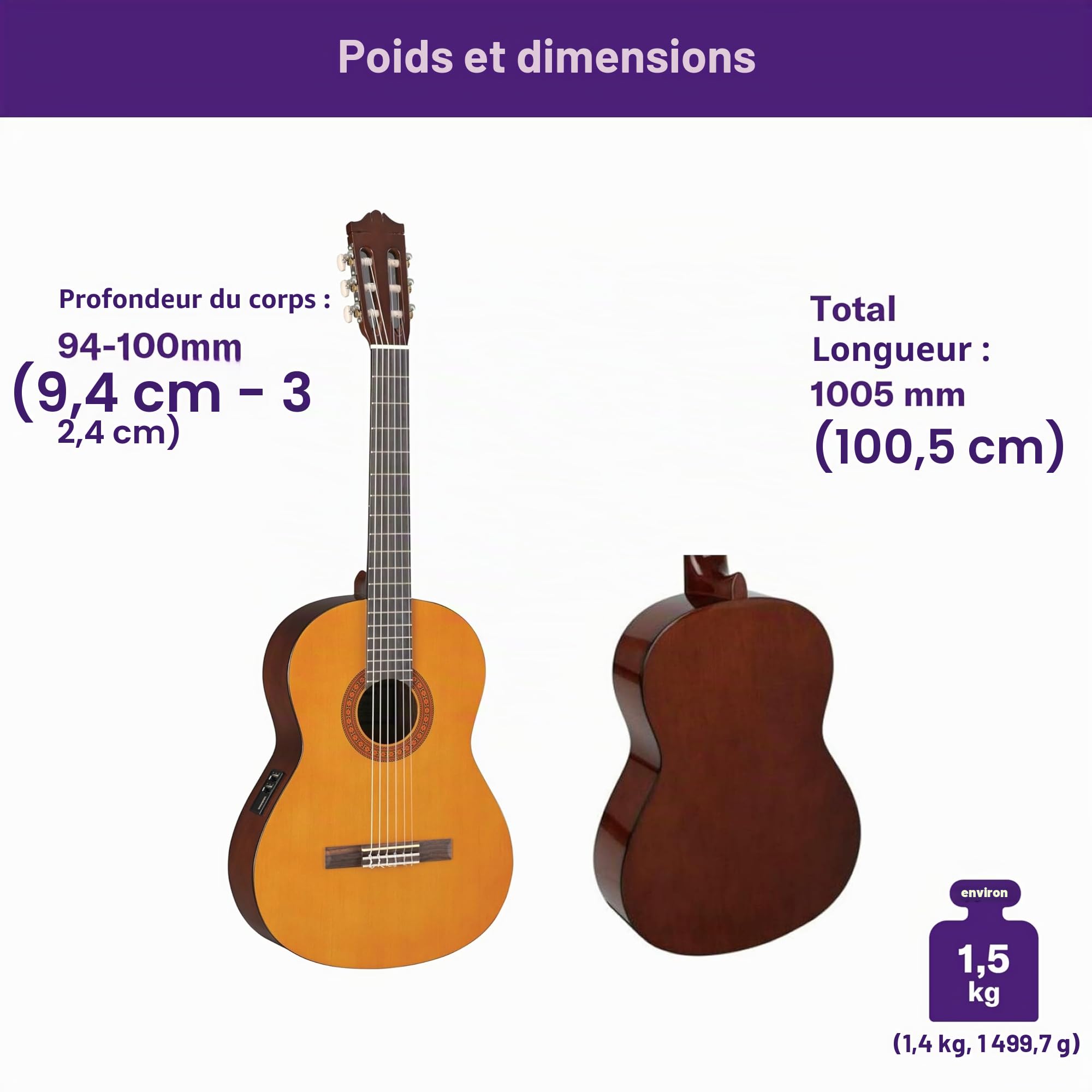 Yamaha CX40II Guitares électro-acoustique classique 4/4 6 cordes Naturel