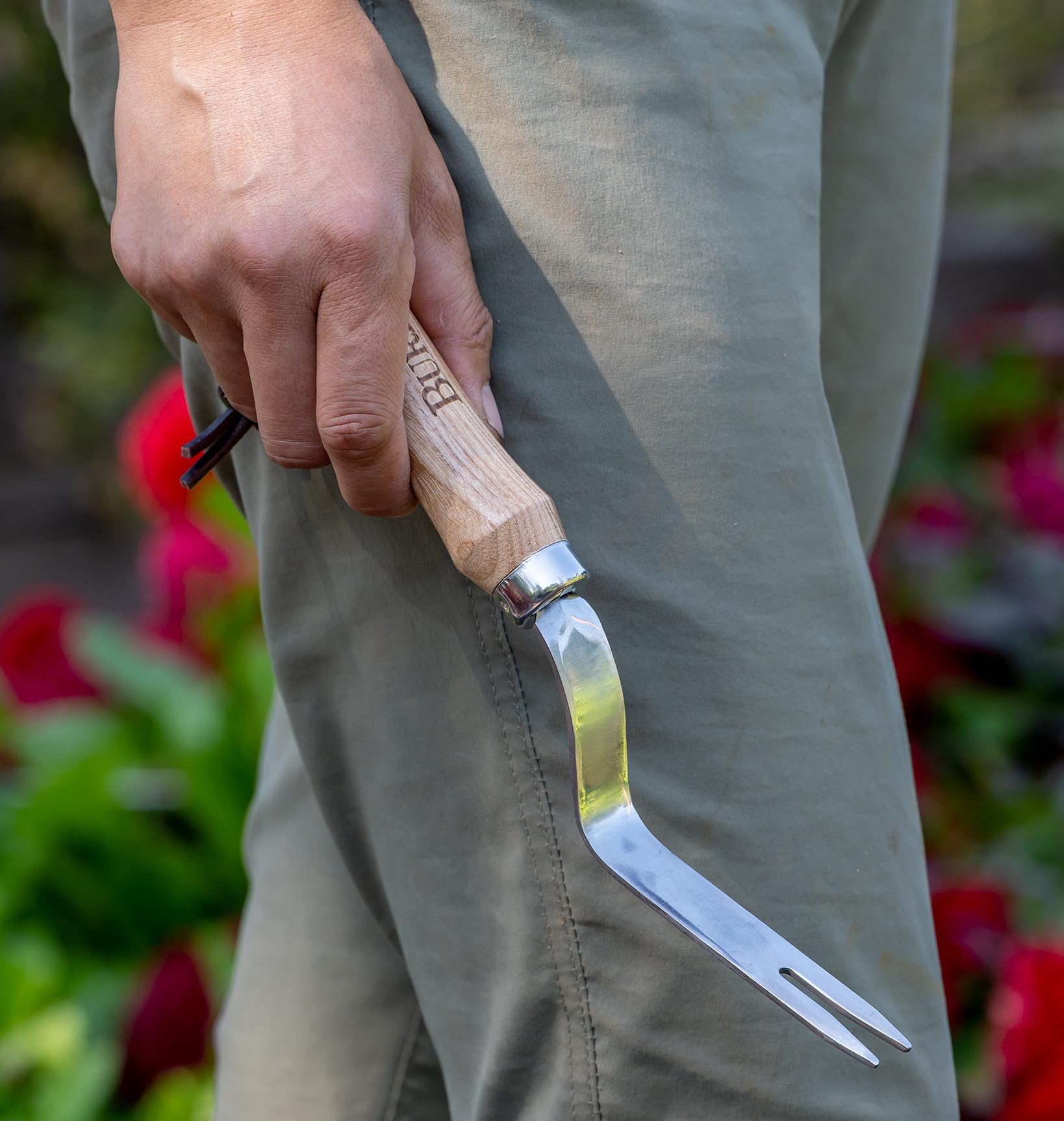 Burpee 11-Inch Stainless Steel Cultivator – 3-Prong Hand Rake With Oak Handle & Leather Strap | Durable Garden Tool, 10-Year Warranty - View #6