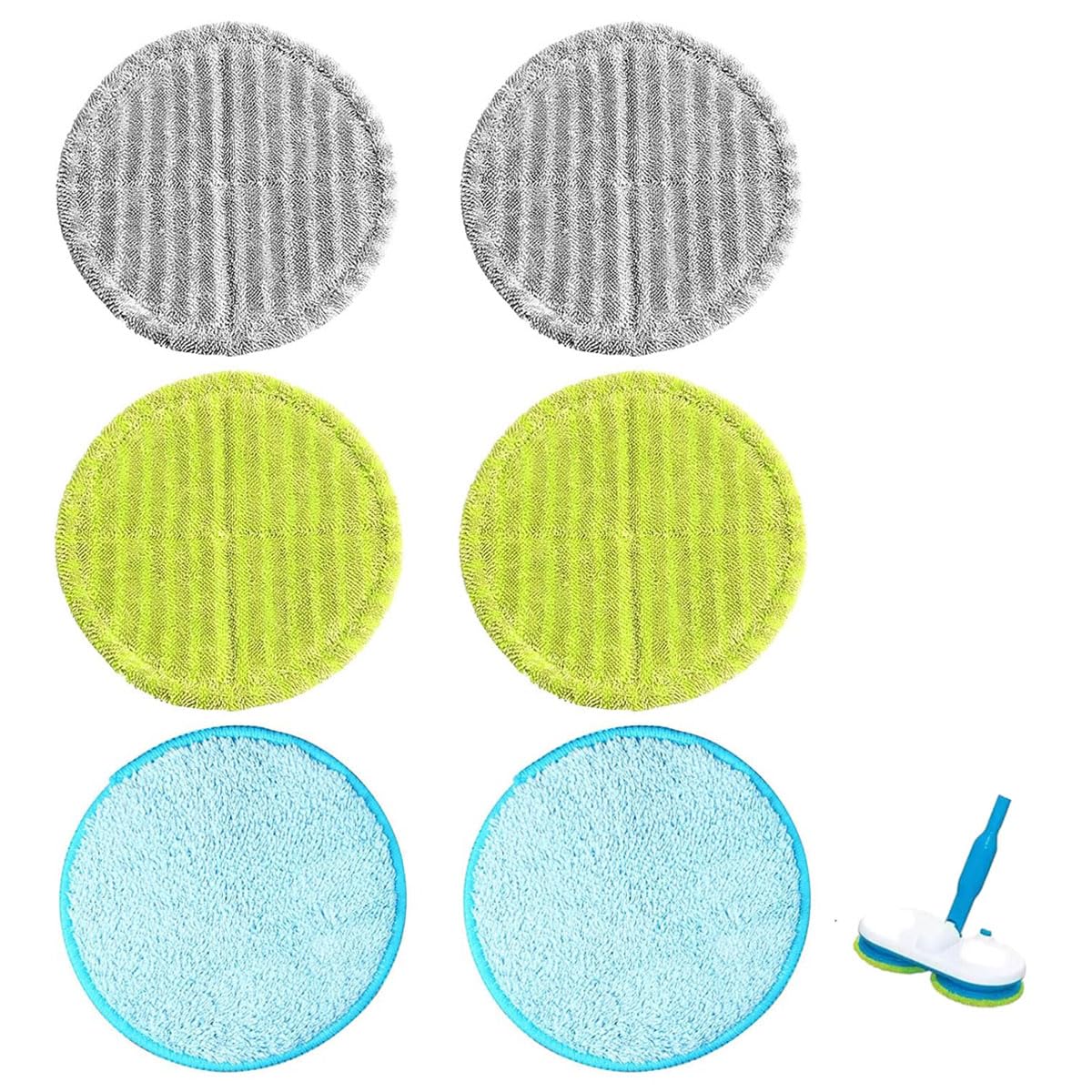 6Pcs Reusable Microfibre Mop Refill Pads - Floating Scouring Pads for Wet/Dry Floor Cleaning on Hardwood & Laminate Floors