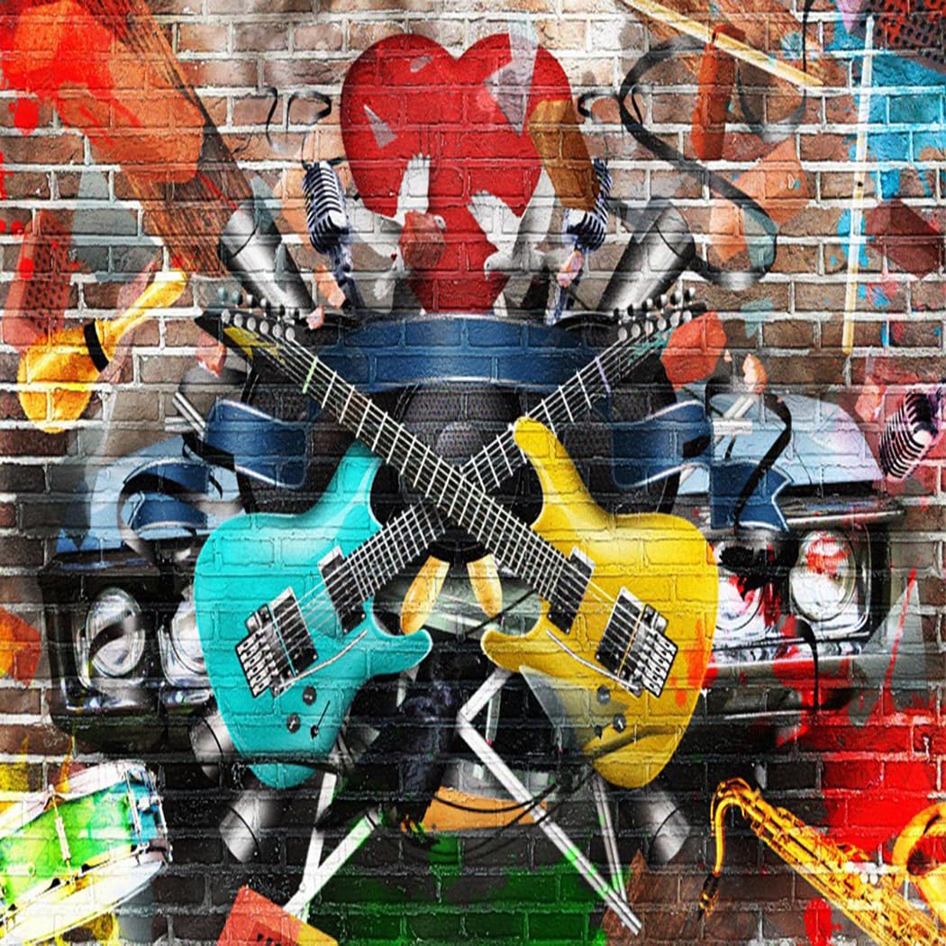 Amazon.com : AOFOTO 8x8ft Rock and Roll Music Guitar Backdrop