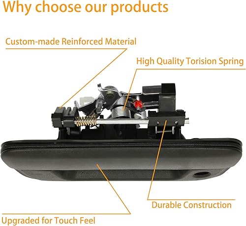 Miniatura 4 de Manija de puerta trasera, compatible con Chevy Colorado 2004-2012 y GMC Canyon e Isuzu i-280  i-290  i-350  i-370, exterior trasero con ojo de