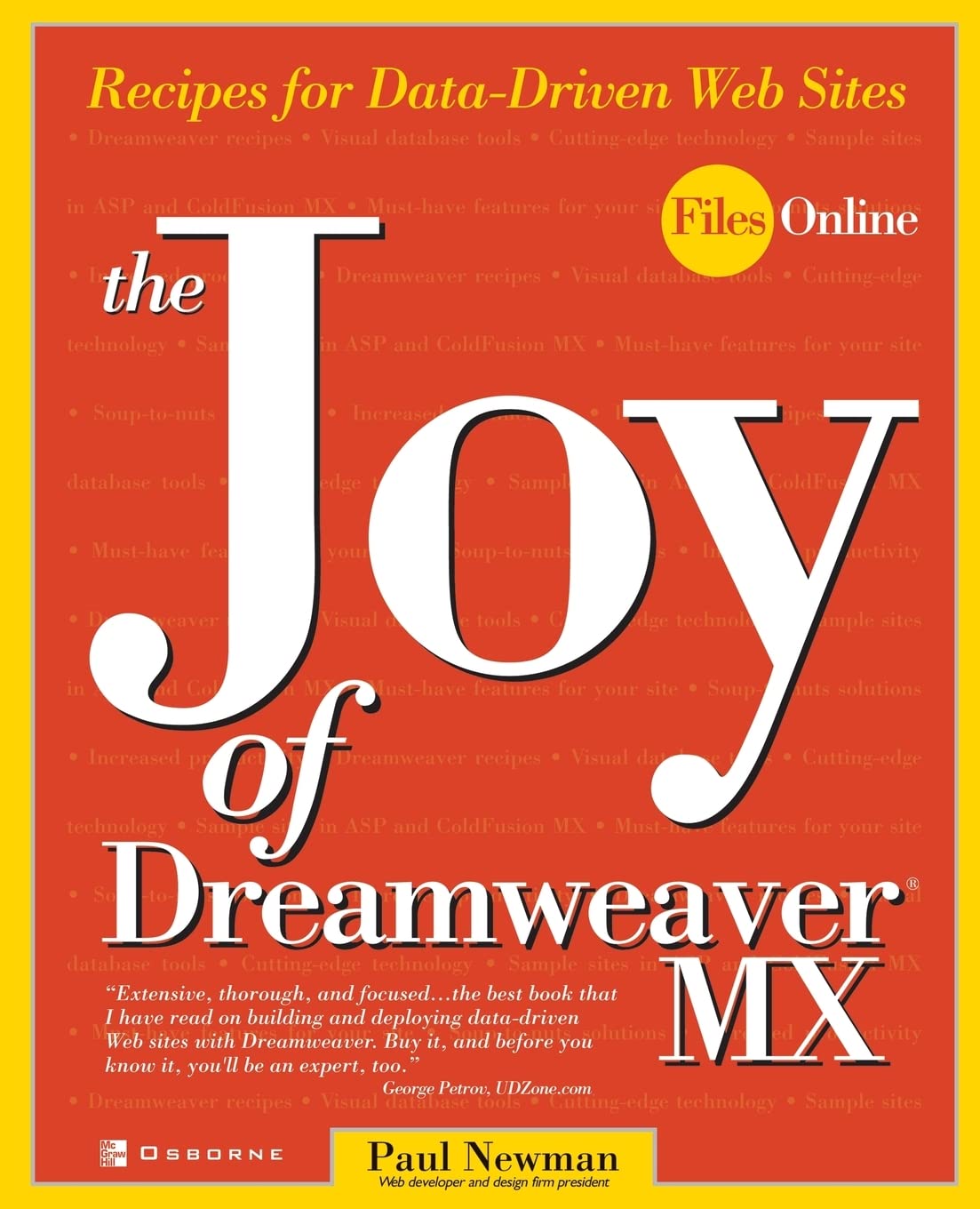 Buy The Joy of DreamWeaver MX: Recipes for Data-driven Web Sites (Files Online) — BookShops.in