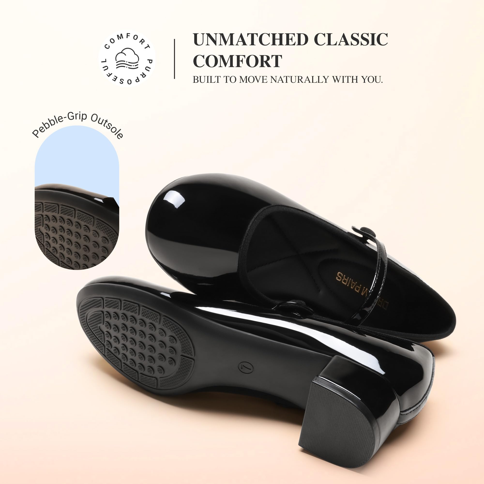 DREAM PAIRS Mary Jane Donna – Comode Eleganti Scarpe Slip-on con Tacco Basso e Largo – Modello Chiuso a Punta Tonda, Ldeale per Lavoro e Tempo Libero