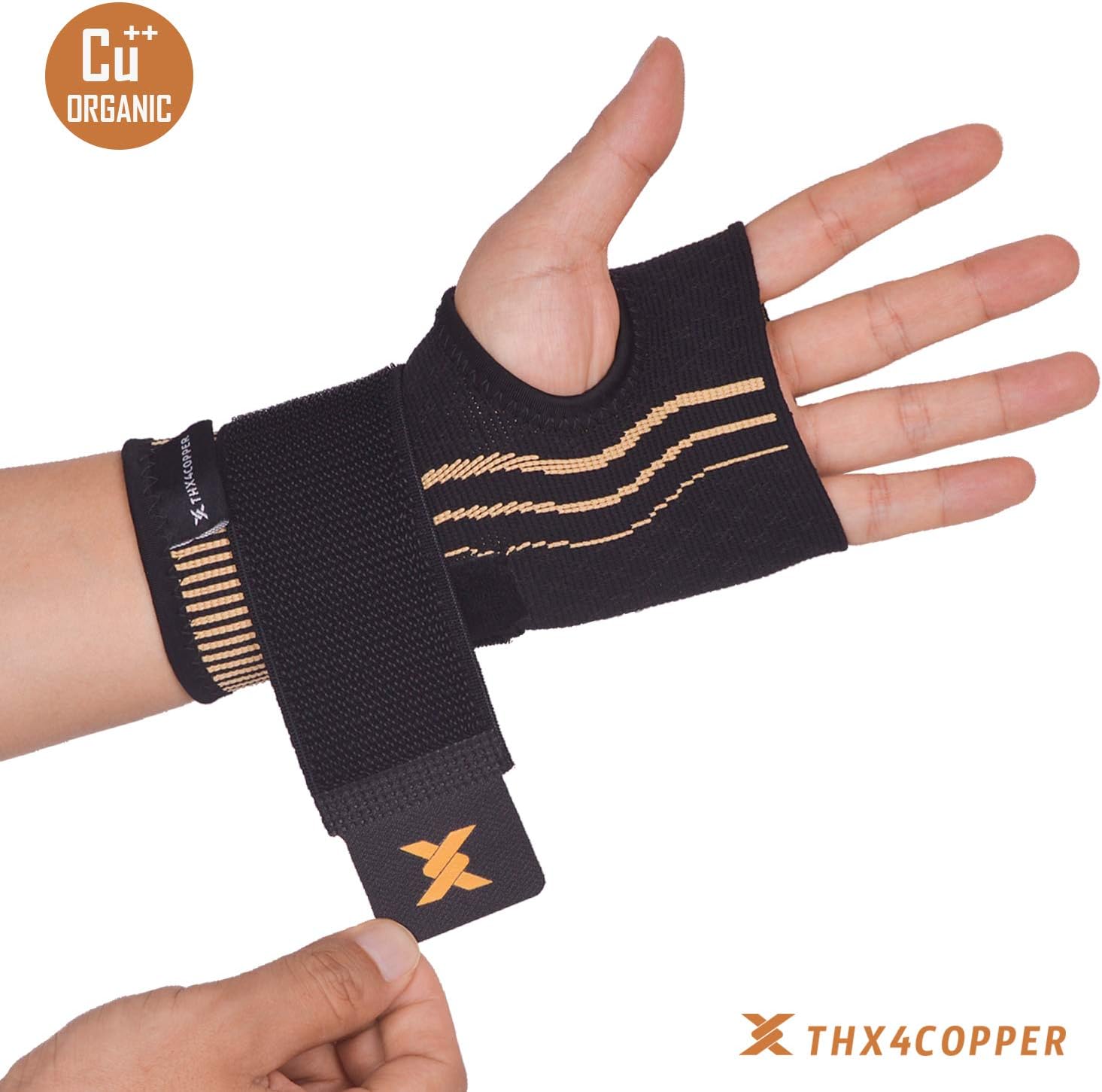 THX4COPPER Wrist Sleeve with Adjustable Strap for Extra Support -Copper Infused Compression Wrist Brace-RELIEF For Carpal Tunnel, RSI, Tendonitis, Arthritis, Wrist Sprains and Fatigue-SINGLE -S