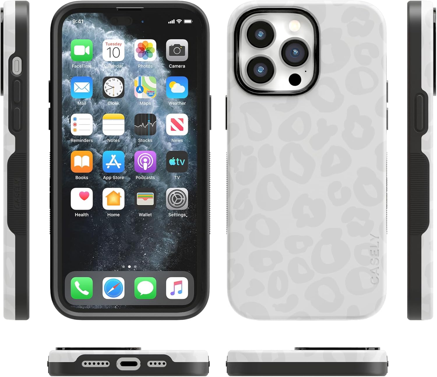 Casely iPhone 14 Pro Case | Into the Wild | White Snow Leopard | Bold Protective Design | MagSafe Compatible Design