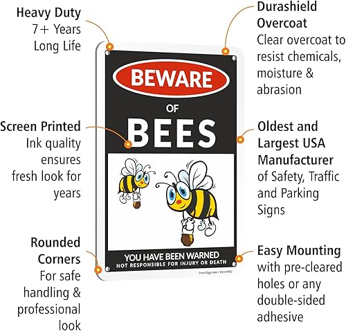 Miniatura 60 de SmartSign Divertido letrero de advertencia con texto en inglés «Beware Of Guinea Pigs – 10 x 7 pulgadas, aluminio laminado libre de óxido de 40 mil