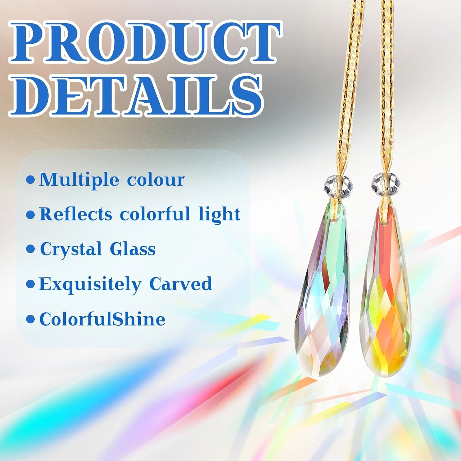 Shappy 24 Pcs Glass Christmas Tree Ornaments Multicolor Crystal Teardrop Balls Ornaments 1.97 Inches Mini Prism Ball Xmas Tree Decorations Hanging Ornament for Wedding Party Christmas Home Decor