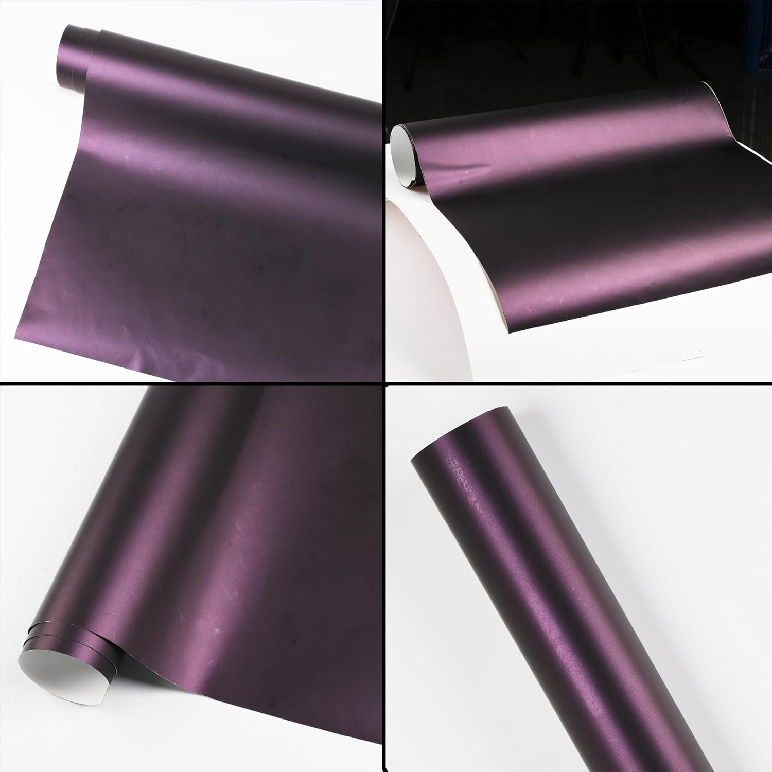 Matte Metallic Black to Charming Dark Purple Satin Chameleon Vinyl Wrap Color Change DIY Vehicle Vinyl Film, 59.84'' x 196.85''
