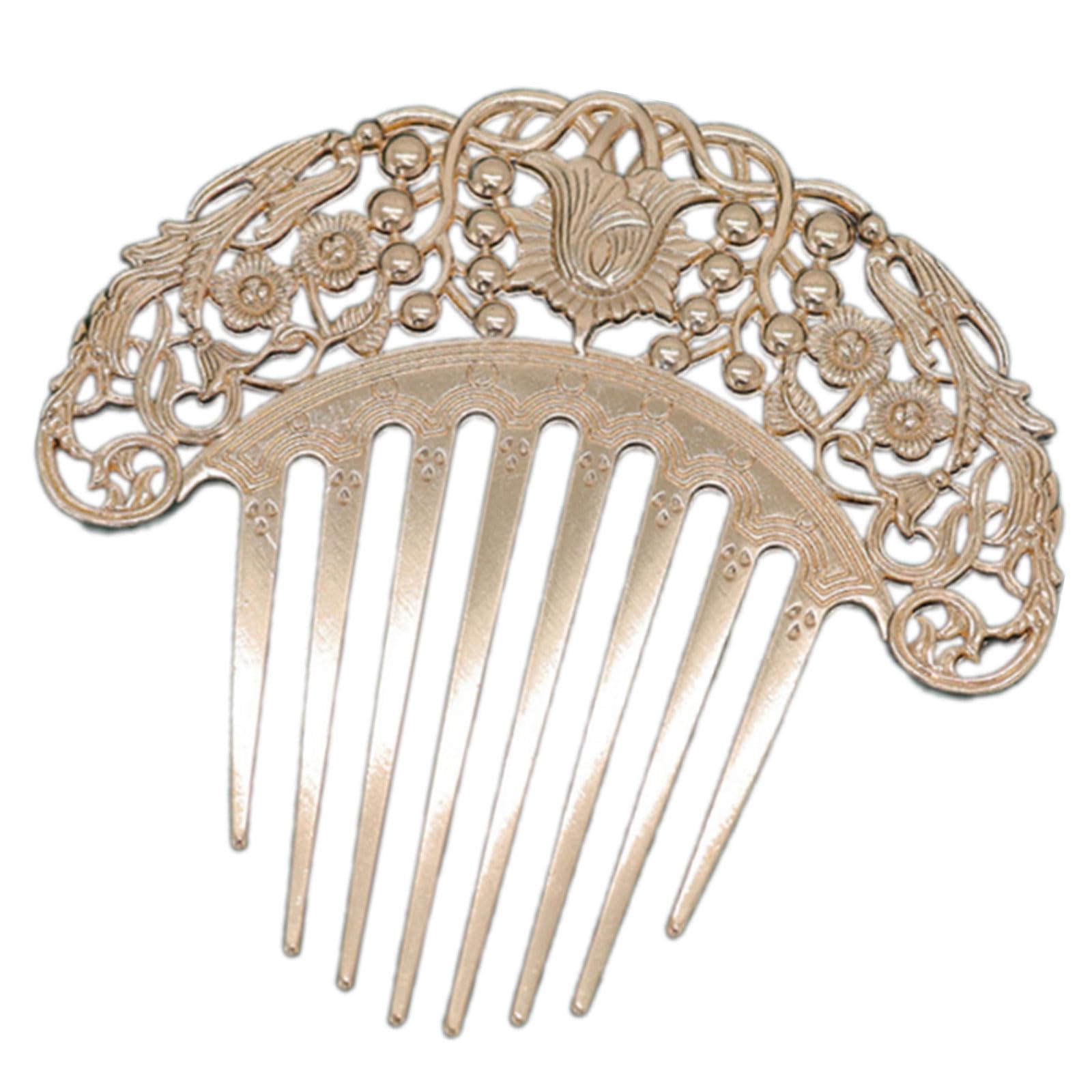 YUXITA Decorative Comb Shaped Hairpin Elegant Chinese Hair Stick For Women With Carvings Accent Metal Hair Accessory