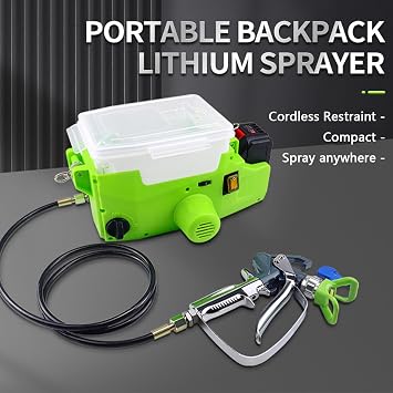 Paint Sprayer, 1700ml Airless Paint Sprayer with 1.5m Hose and Strap, 6 Gear Speed, High Pressure Spraying Machine for Home Interior Exterior, Include Lithium Battery