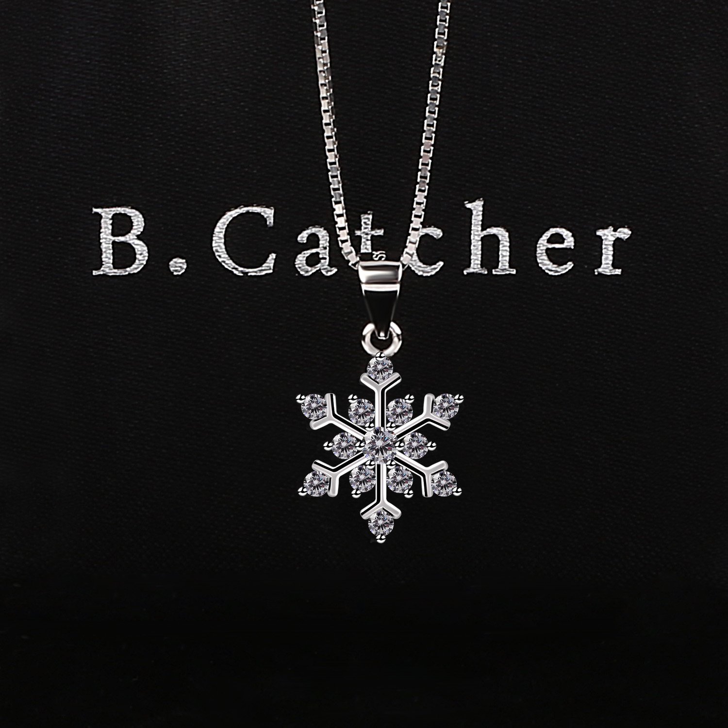 B.Catcher collana in argento con pendente in zircone a forma di fiocco di neve