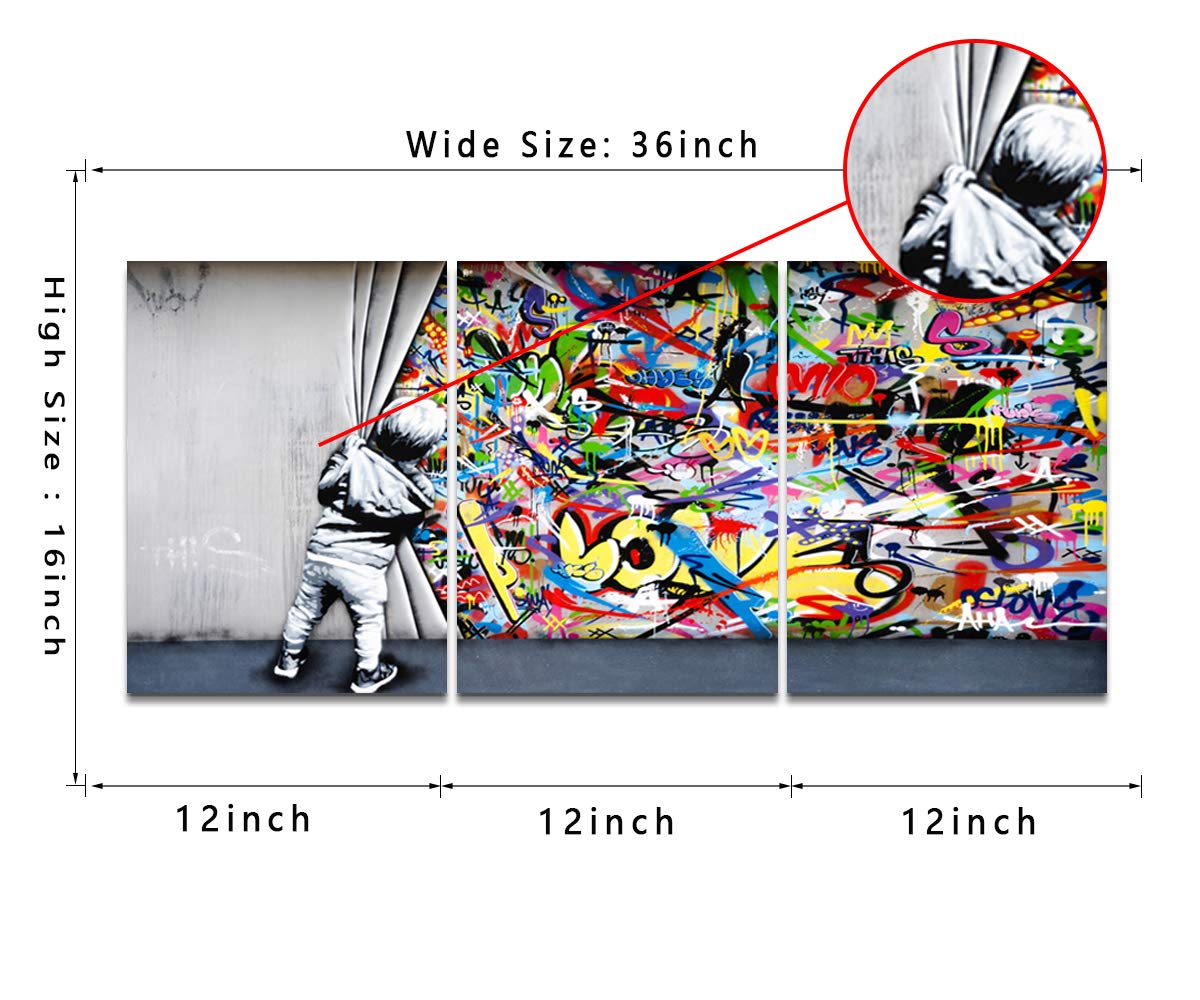 Amazon.co.jp: 3パネル バンクシー カラフル グラフィティ ウォール