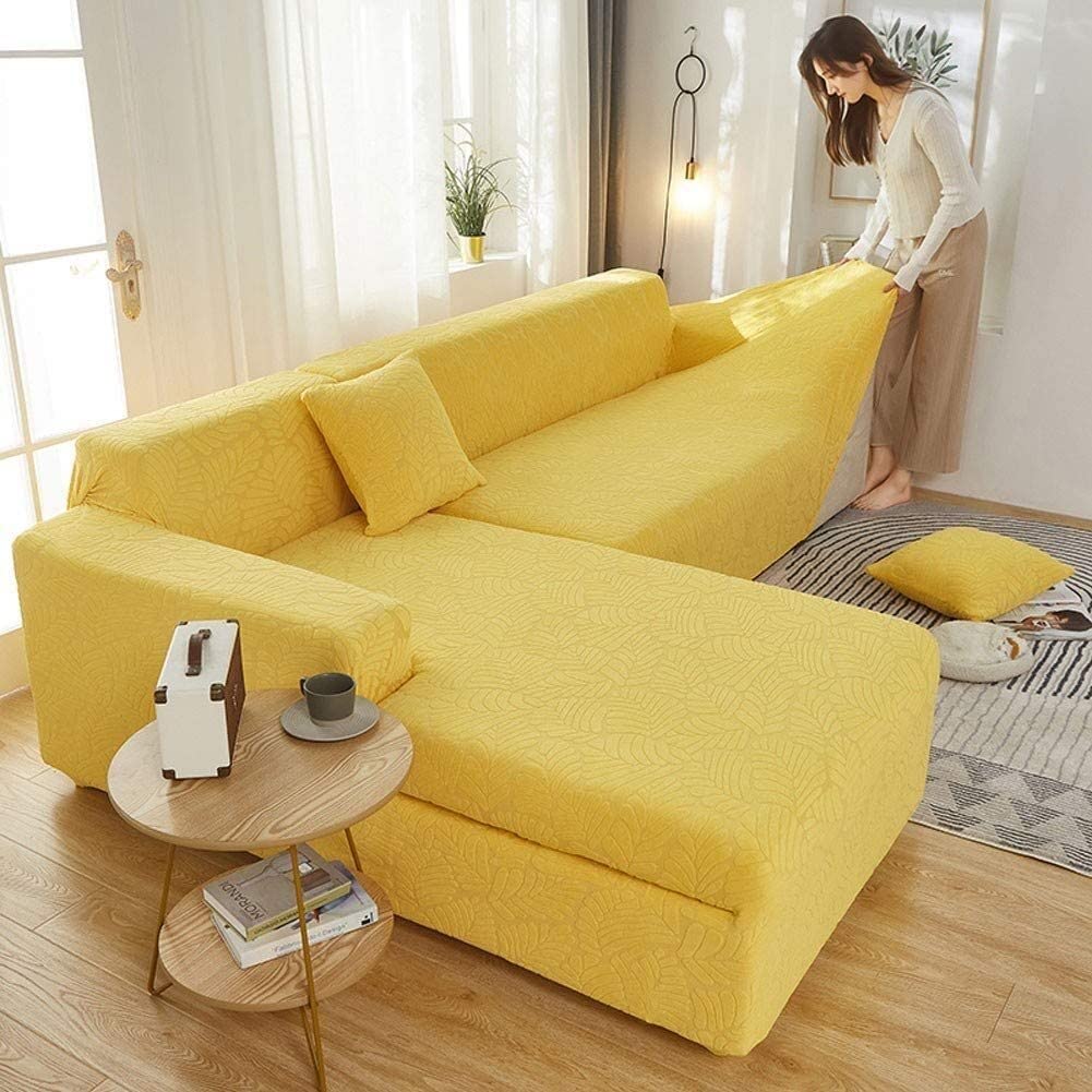 Housse de canapé extensible en L élastique universelle pour salon chic