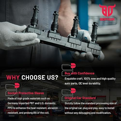 Miniatura 7 de BDFHYK Paquete de bobinas de encendido UF529 y bujías de iridio 4644 compatibles con Audi A3 A4 Allroad Quattro A5 Quattro Q5 TT Quattro Volkswagen