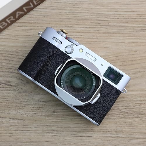 Miniatura 2 de Haoge LH-X54W Parasol de lente de metal cuadrado con anillo adaptador de 1.929 in para Fujifilm X100VI Fuji X100V Cámara Plata Plateado