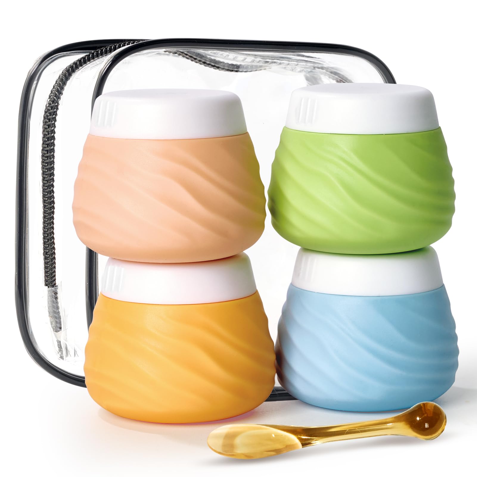 Travel Containers for Toiletries, Silicone Jar with Lid Eternal Moment, TSA Approved Travel Size Bottles with Clear Bag, Leak-proof Traveling