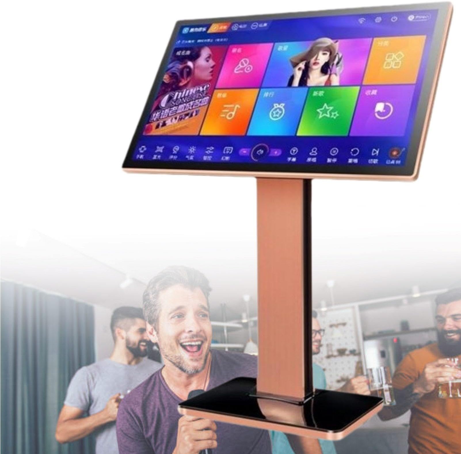 Karaoke Machine with AI Smart Voice Control and Phone App, 20 Languages, Power Amplifier for Home, Bar, Party Entertainment